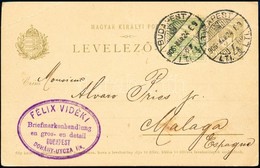 1906 Díjkiegészített Díjjegyes Levelezőlap Malagába / PS-card With Additional Franking To Malaga - Autres & Non Classés