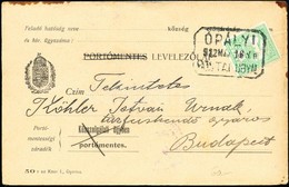 1912 Levelezőlap ÓPÁLYI Postaügynökségi Bélyegzéssel / Postcard With Postal Agency Postmark - Sonstige & Ohne Zuordnung