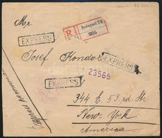 1912 Ajánlott Expressz Levél 80f Bérmentesítéssel New Yorkba / Registered Express Cover To New York - Autres & Non Classés