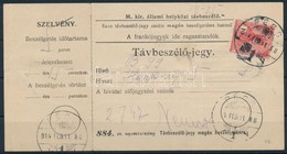 1914 Teljes Távbeszélőjegy Szelvénnyel Pécsről Harkányba / Complete Telephone Ticket - Autres & Non Classés