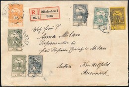 1914 Ajánlott Levél 7 Bélyeges Bérmentesítéssel Miskolcról Ausztriába / Registered Cover With 9 Stamps Franking To Austr - Autres & Non Classés