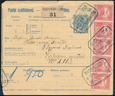 1914 Postai Csomagszállító Turul 5 X 10f Bérmentesítéssel / Parcel Card With 50f Franking 'MAGYAR SZENT IVÁN' Postaügynö - Autres & Non Classés