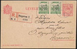 1919 Ajánlott 10f Díjjegyes Helyi Levelezőlap 2 X Nemzeti Hadsereg 5f Bélyeggel Kiegészítve / 2 X Mi 286 On Registered L - Sonstige & Ohne Zuordnung