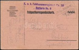 1915 Tábori Posta Levelezőlap / Field Postcard 'K.u.k. Feldkanonenregiment No.20. Batterie No.6.' + 'TP 251' - Autres & Non Classés