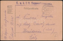 1917 Tábori Posta Levelezőlap / Field Postcard 'K.u.k. 3/9 Sappeurkompagnie' + 'FP 645 B' - Altri & Non Classificati