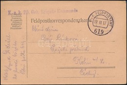1917 Tábori Posta Levelezőlap / Field Postcard 'K.u.k. 20. Geb. Brigade Kommando' + 'FP 619' - Sonstige & Ohne Zuordnung