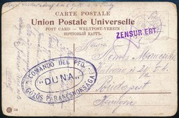 1917 Tábori Posta Képeslap Hajón Továbbítva / Field Postcard  'COMANDO DEL PFO. DUNA GŐZÖS PARANCSOKSÁGA' + 'FP 451' - Other & Unclassified