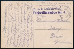 1917 Tábori Posta Képeslap Tábori Időjárás állomásról Küldve Légi Csapattól / Field Postcard 'K.u.k. Luftfahrtruppen Fel - Other & Unclassified