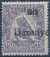 ** Baranya I. 1919 Hadisegély 15f Antikva Számmal / Mi 17, Overprint Variety. Signed: Bodor - Altri & Non Classificati