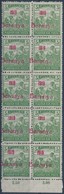 ** Baranya I. 1919 Arató 5f 10-es Tömb Groteszk és Antikva Számokkal / Mi 6 Block Of 10, Overprint Varietes. Signed: Bod - Autres & Non Classés