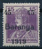 ** Baranya I. 1919 Károly 15f/45f Próbanyomat (15.000) / Mi VII. Proof. Signed: Bodor - Altri & Non Classificati