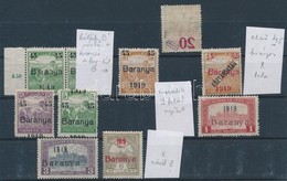 ** * Baranya I. 1919 10 Db Bélyeg Felülnyomási Eltérésekkel / 10 Stamps With Overprint Varieties - Autres & Non Classés