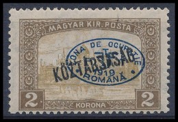 * Debrecen I. 1919 Parlament/Köztársaság 2K Kék Felülnyomással (**65.000) / Mi 52 B, With Blue Overprint. Signed: Bodor - Otros & Sin Clasificación