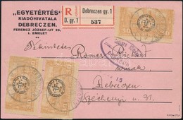 1920 Ajánlott Helyi Levelezőlap 3 X 30f Debrecen II. Bérmentesítéssel Cenzúrázva. Ritka Darab! / Registered Local Card W - Andere & Zonder Classificatie