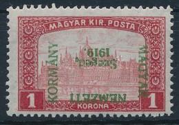 ** Szeged 1919 Parlament 1K Fordított Felülnyomással / Mi 16 With Inverted Overprint. Signed: Bodor - Autres & Non Classés