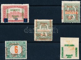 ** * Szeged 1919 5 Db Bélyeg Eltolódott Felülnyomással, Lemezhibák, Gépszínátnyomat, Kisebb Fogazási Hibák / 5 Stamps Wi - Andere & Zonder Classificatie