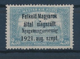 (*) Nyugat-Magyarország I. 1921 Parlament 2,50K Hármaslyukasztással (**45.000) / Mi 9 With 3 Hole Punching. Signed: Bodo - Sonstige & Ohne Zuordnung