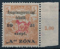 ** Nyugat-Magyarország II. 1921 Arató 5f ívszéli (25.000) / Mi 11 Signed: Bodor - Autres & Non Classés