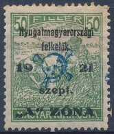 * Nyugat-Magyarország II. 1921 Arató 50f / Mi 16 Signed: Bodor (rozsda / Stain) - Altri & Non Classificati