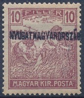 ** Nyugat-Magyarország IV. 1921 10f Hiányos Felülnyomással / Mi 33 With Overprint Error. Signed: Bodor - Sonstige & Ohne Zuordnung