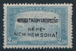 ** Nyugat-Magyarország IV. 1921 Parlament 2,50K Hármaslyukasztással (18.000) / Mi 41 With 3-hole Punching. Signed: Bodor - Sonstige & Ohne Zuordnung