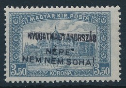 * Nyugat-Magyarország IV. 1921 Parlament 3,50K Hármaslyukasztással (9.000) / Mi 42 With 3-hole Punching. Signed: Bodor - Sonstige & Ohne Zuordnung