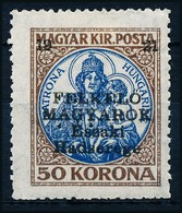 * Nyugat-Magyarország V. 1921 Koronás Madonna 50K Hármas Lyukasztással / Mi 57 With 3 Hole Punching, Signed: Bodor - Autres & Non Classés