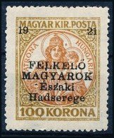 * Nyugat-Magyarország V. 1921 Koronás Madonna 100K Hármas Lyukasztással / Mi 59 With 3 Hole Punching, Signed: Bodor - Autres & Non Classés