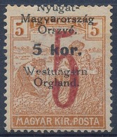 ** Nyugat-Magyarország VI. 1921 5K/5f Látványosan Elcsúszott Felülnyomással / Mi 67 With Shifted Overprint. Signed: Bodo - Autres & Non Classés