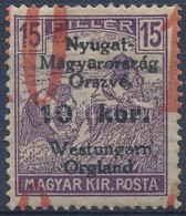 ** Nyugat-Magyarország VI. 1921 10K/15f Látványosan Elcsúszott Felülnyomással / Mi 68 With Shifted Overprint. Signed: Bo - Autres & Non Classés