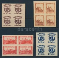 ** Nyugat-Magyarország VII. 1921 4 Klf Vágott érték Négyestömbökben (24.000) / 4 Different Imperforate Blocks Of 4. Sign - Autres & Non Classés