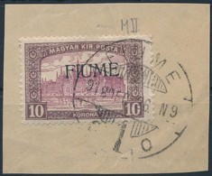 Fiume 1918 Parlament 10K Gépi Felülnyomással Kivágáson (450.000) / Mi 25 With Machine Overpint. Signed: Bodor - Altri & Non Classificati