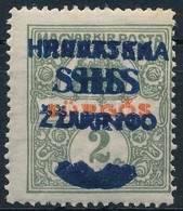 * SHS 1918 Sürgős Dupla Felülnyomással / Mi 58 With Double Overprint. Signed: Bodor (törött / Folded) - Other & Unclassified