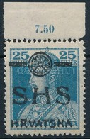 ** SHS 1918 Károly 25f Piros Helyett Kék Felülnyomással / Mi 86 Overprint Variety. Signed: Bodor (gumihiba, Törés / Gum  - Other & Unclassified