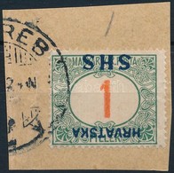 SHS 1918 Pirosszámú Portó 1f Fordított Felülnyomással Kivágáson (min. 14.000) / Mi P27 With Inverted Overprint. Signed:  - Autres & Non Classés