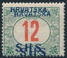 * SHS 1918 Pirosszámú Portó 12f Dupla Felülnyomással Kivágáson (min. 15.000) / Mi P30 With Double Overprint. Signed: Bod - Andere & Zonder Classificatie