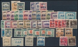 ** * O SHS 1918 50 Db Bélyeg, Közte Eltolódott és Fordított Felülnyomás, Gépszínátnyomat, Lemezhibák / 50 Stamps With Fe - Andere & Zonder Classificatie