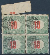 (*) Nagyvárad 1919 Portó 10f Négyestömb, Papírgyűrődés Miatt Felülnyomat Elcsúszás / Mi P6 II Block Of 4 With Shifted Ov - Otros & Sin Clasificación