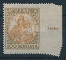 * 1921 Koronás Madonna 100K Elfogazva, Jobb Oldalon Pedig Fogazatlan / Mi 323 Shifted Perforation, On The Right Side Wit - Other & Unclassified