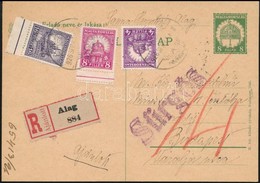 1926 Ajánlott, Sürgős Díjjegyes Levelezőlap, Rajta 8f + 16f Kettős Fogazással, Alagról Budapestre / Registered PS-card W - Sonstige & Ohne Zuordnung
