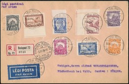 1928 Ajánlott Légi Levél Svájcba Rajta Repülő 50f Papírráncos Bélyeg / Registered Airmail Cover To Switzerland With Mi 4 - Autres & Non Classés