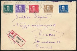 1930 Kormányzói évforduló Sor Ajánlott Levélen, Hátoldalán Levélzárókkal / Mi 458-462 On Registered Cover With Labels - Autres & Non Classés
