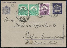 1931 Díjjegyes Zárt Levelezőlap 16f Kiegészítéssel Berlinbe / PS-cover Card To Berlin - Sonstige & Ohne Zuordnung