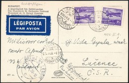 1933 Légi Képeslap Losoncra / Airmail Postcard To Czechoslovakia - Autres & Non Classés
