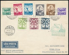1933 Repülő Teljes Sor 'WIPA REPÜLÉS BUDAPEST - WIEN' Légiposta Levélen Bécsbe / WIPA Special Airmail Cover With Complet - Altri & Non Classificati