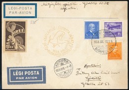 1933 Jamboree Légi Levelezőlap 'ELSŐ CSATLAKOZÓ LÉGIPOSTA JÁRAT' Alkalmi Bélyegzéssel és Levélzáróval / Jamboree Airmail - Sonstige & Ohne Zuordnung