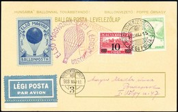 1933 Alkalmi Légi Levelezőlap 'ELSŐ MAGYARORSZÁGI LÉGGÖMBPOSTA' / Airmail Postcard With Special Cancellation - Autres & Non Classés