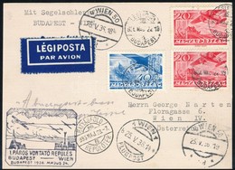 1936 Légi Levelezőlap '1. PÁROS VONTATÓ REPÜLÉS' Alkalmi Bélyegzéssel Bécsbe / Airmail Postcard With Special Cancellatio - Autres & Non Classés