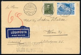 1937 Légi Levél 65f Bérmentesítéssel Levélszekrényútján Bécsbe / Airmail Cover To Vienna - Autres & Non Classés