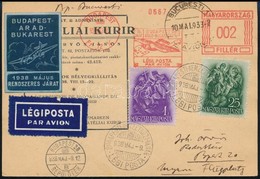 1938 Légi Levelezőlap Örvös Jánosnak Címezve, Levélzáróval 'BUDAPEST NEMZETKÖZI VÁSÁR' / Airmail Postcard - Autres & Non Classés